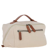 Fenland Canvas & Leather Wash Bag Tan/cream: FEN-759