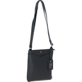Ashwood Curve  Zip Top Leather Cross Body Bag Black: 64640/curve