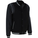 Ashwood Leather Men’s Wool and Leather Bomber Jacket with Striped Collar in Black: AWM-7