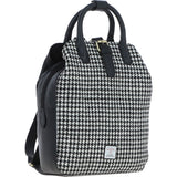 Ashwood Leather & Harris Tweed® Cloth Multi-Pocket Backpack Black/White: TW-66-12-BW