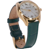 Ashwood Womens Croc Leather Watch With Mother Of Pearl Face Green: AW-0010