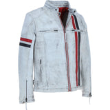 Leather Biker Jacket White: 2483