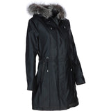 Stylish Ashwood Leather Ladies Three Quarter Jacket Black Fur: Emilia