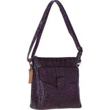 Ashwood Leather Croc-embossed Crossbody X Shoulder Bag for Woman Purple: 79651
