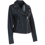 Women’s Genuine Leather Slim Fit Biker Jacket Black Ruboff: Caro