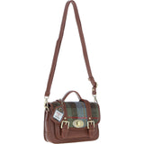 Ashwood Leather & Harris Tweed® Cloth Small Satchel Bag with Twist Lock Tan/Mcload: TW-33-02-TM