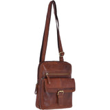 Leather Vintage Medium Flight Shoulder Bag Tan : G-33