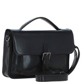 Ashwood Leather Medium Crossbody Satchel Bag Black: P-62