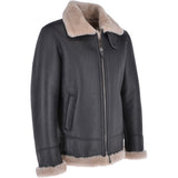 Mens Luxury Shearling Flying Jacket Black/cream: MP 34