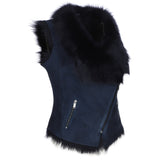 Toscana Suede Leather Biker Gilet Ombre Blue: KB 620