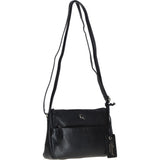 Elegant Leather Crossbody Bag with Adjustable Strap Black: Rose