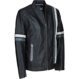 Men's Ashwood Leather Casual Jacket with Contrast Stripes Black: AWM-260