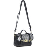 Ashwood Leather & Harris Tweed® Cloth Small Satchel Bag with Twist Lock Black/White: TW-33-012-BW