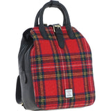 Ashwood Leather & Harris Tweed® Cloth Multi-Pocket Backpack Black/Red: TW-66-14-BR