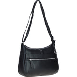 Leather Shoulder Bag with Zip & Magnetic Pocket Black: Meath