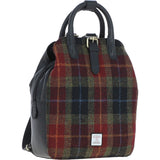 Ashwood Leather & Harris Tweed® Cloth Multi-Pocket Backpack Black/Green/Red: TW-66-07-BR
