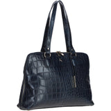 Women’s Large Croc Finish Leather Bag Navy/croc: 22-064/R