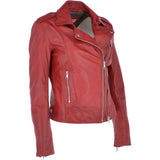 Twin Zip Fastening Leather Jacket Red: ESTIMO