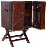 Luxury Genuine Leather Bar Cabinet Chestnut: LF-153