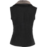 Fitted Leather Gilet With Faux Fur Collar Black/snu: IT GILLET