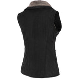 Fitted Leather Gilet With Faux Fur Collar Black/snu: IT GILLET