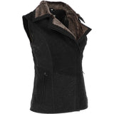Fitted Leather Gilet With Faux Fur Collar Black/snu: IT GILLET