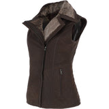 Fitted Leather Gilet With Faux Fur Collar Brown/snu: IT GILLET