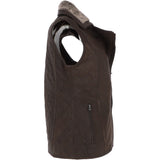 Fitted Leather Gilet With Faux Fur Collar Brown/snu: IT GILLET