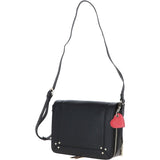Ashwood Ladies Flap Over Leather Shoulder Bag Black: J-14