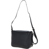 Ashwood Ladies Flap Over Leather Shoulder Bag Black: J-14