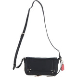 Ashwood Ladies Small Flap Over Leather Shoulder Bag Black: J-15