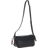 Ashwood Ladies Small Flap Over Leather Shoulder Bag Black: J-15