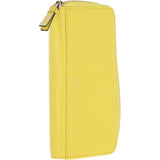 8 Card Zip Around RFID Protected Large Leather Purse Aurora Yellow: J-51
