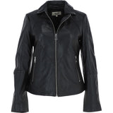 Leather Biker Jacket Black: JAIN