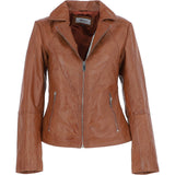 Leather Biker Jacket Tan: JAIN
