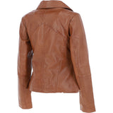 Leather Biker Jacket Tan: JAIN