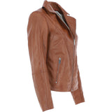 Leather Biker Jacket Tan: JAIN