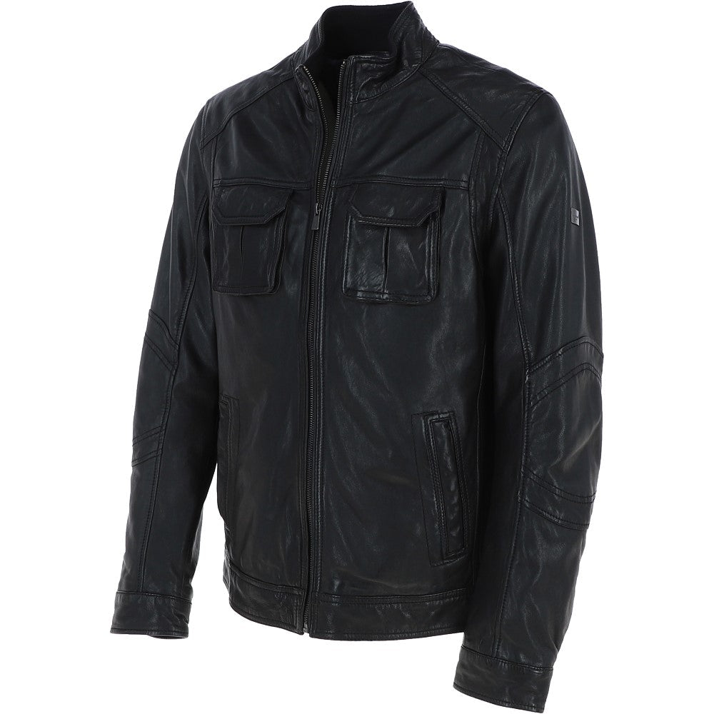 Trapper Mens Nappa Leather Jacket Black: Jason