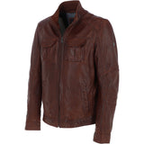 Trapper Mens Nappa Leather Jacket Red Brown: Jason