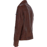 Trapper Mens Nappa Leather Jacket Red Brown: Jason