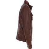 Trapper Mens Nappa Leather Jacket Red Brown: Jason