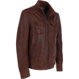 Trapper Mens Nappa Leather Jacket Red Brown: Jason