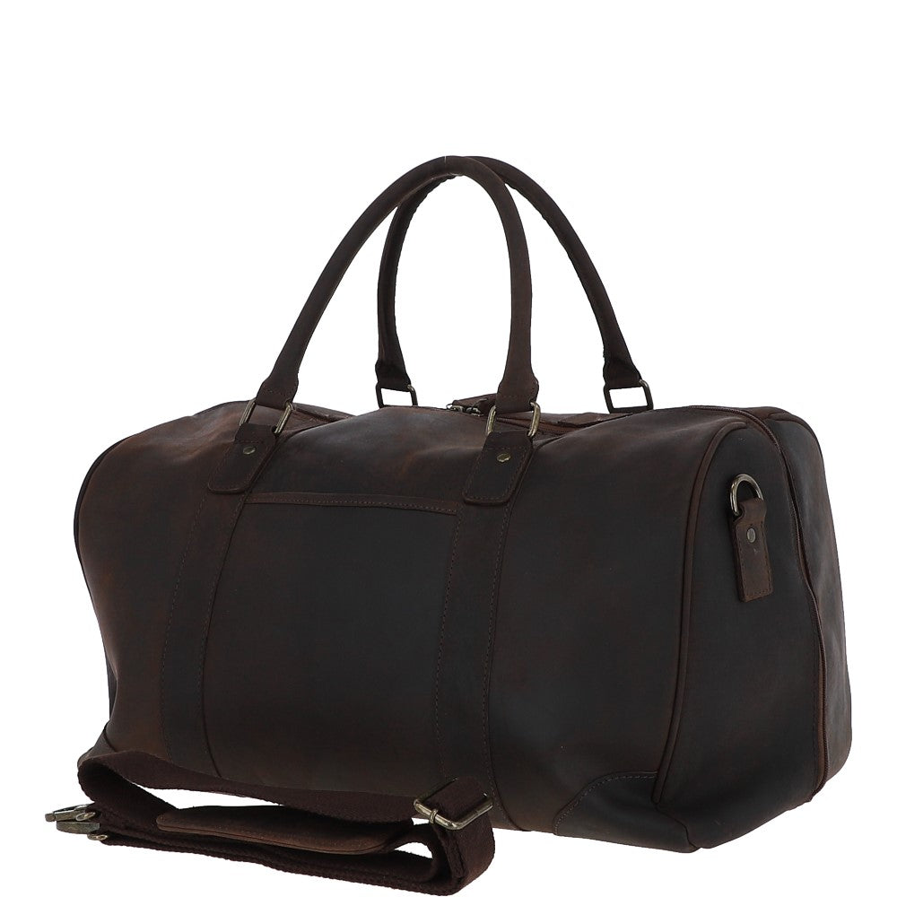 Large Vintage Leather Travel Holdall Brown: Jayden