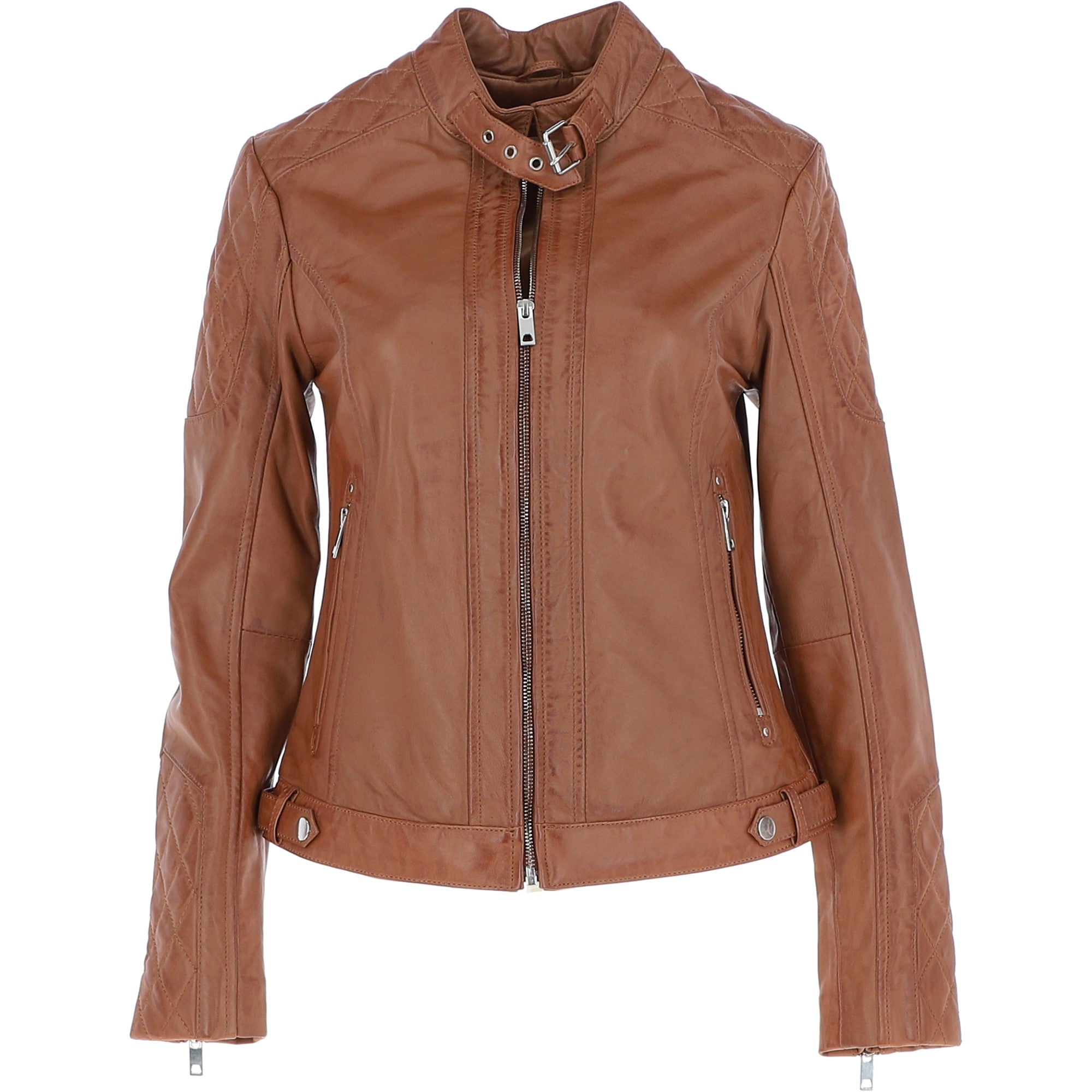 Leather Jacket Tan: JESSY-2