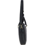 Mens Leather Laptop Messenger Bag Black: GB JOE