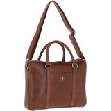 Mens Leather Laptop Messenger Bag Chestnut: GB JOE