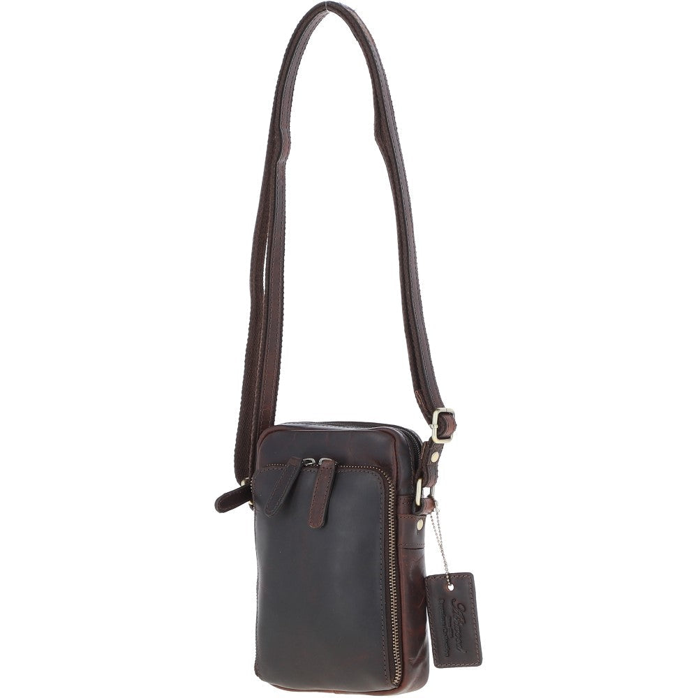 Leather Crossbody Smartphone Bag Brown: K-41