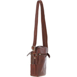 Leather Crossbody Smartphone Bag Chestnut: K-41