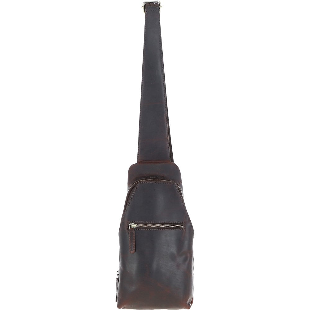 Ashwood Three Pocket Leather Sling Bag Brown : k-43