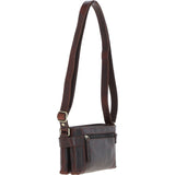 Two Section Zip Top Leather Crossbody Bag Brown: K-44
